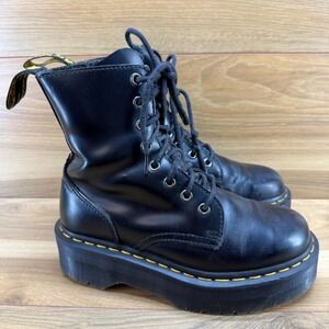 Dr. Martens Jadon Platform Chunky Boots 6 Combat Womens Black Leather Zip EU 37